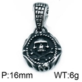 Vintage punk skull pendant in polished stainless steel with 16mm width and 6g weight - Skull Pattern Round Pendant (KP76863-BD)