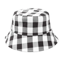 Detail des schwarz-weißen Gingham-Musters und der Nähte an einem Baumwoll-Fischerhut - M (56-58cm) / Schwarz-weiß kariert