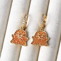Cute ghost hoop earrings with orange zircon pendant in gold plating for Halloween - Orange Zirconia
