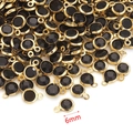 Black 6mm birthstone crystal pendant in gold stainless steel for DIY jewelry making - Black