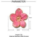 Detail view of pink enamel flower pendant in stainless steel with 24x22mm dimensions - YE738-2-Pink Flower