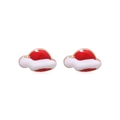 Christmas Santa hat stud earrings with red and white enamel finish in gold setting - Shiny Rhinestone Christmas Hat
