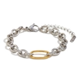 Bracciale a catena bicolore in acciaio inossidabile con maglia oro e finitura 18K - Braccialetto Patchwork 17cm / Acciaio e Oro