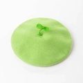Cute light green wool felt beret with a 3D sprout decoration in a minimalist Japanese style - M (56-58cm) / Fruit Green/Sprout