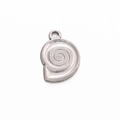 Silver shell charm pendant in stainless steel with textured finish for DIY jewelry - 11*16mm / Silver