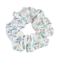 Elastico in organza con fiori verdi e centri gialli su tessuto bianco - Bianco Floreale