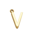 Polished gold stainless steel necklace with 3D minimalist letter V shaped pendant - V (With Chain) / Gold - Letter V