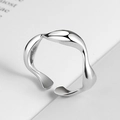 Minimalistische S925 sterling zilveren ring met onregelmatig vloeibaar metaal golfdesign - Verstelbaar Open / Golvende Ring - Zilver