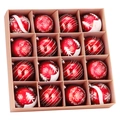 16-piece red and white Christmas ball set with snowflakes and Merry Christmas text - Red & White Snowflake - 16PCS