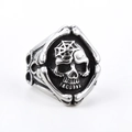 Anello teschio punk da uomo con incisione a ragnatela in finitura argento vintage - US 7 / Color Acciaio (06401)