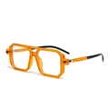 Retro double bridge square sunglasses with transparent orange frame and black temple tips - Orange Frame Clear Lens
