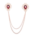 Catena da colletto stile palazzo dorata con strass a goccia rossi e doppia frangia - Oro / Rosso