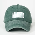 Vintage dunkelgrüne gewaschene Baumwoll-Baseballkappe mit Madrid-Aufdruck und verstellbar - Verstellbar / Dunkelgrün