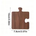 Top view of jigsaw puzzle wooden coasters with walnut texture and size measurements - Square Single Piece