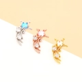 Lot de trois clous d'oreilles en zircon en argent, or rose et or au design étoilé - 7# Étoile Filante