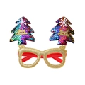 Christmas party glasses with red glitter frame and shimmering sequin tree toppers - Fish Scale Tree / One Size