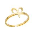 Minimalist golden stainless steel Aries zodiac symbol open ring with polished finish - Aries