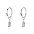 S999 Sterling Silver Hoop Earrings featuring a delicate Peanut Charm in silver finish - S999 Sterling Silver / Peanut Earrings