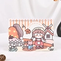 Cute cartoon series spiral notebook featuring girls and bears in soft orange tones - A5 / Hello Autumn