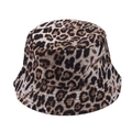 Classic leopard print bucket hat for women with brown and black patterns on white canvas - Leopard Print