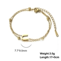 Double-layer gold stainless steel bead bracelet with a 'U' letter pendant - Letter-U / Gold