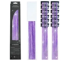 Purple glitter hair tinsel kit with 12 smart clips and 60cm shiny strands for hair - 12 Pieces / Laser Purple (12-Piece Set)