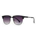 Classic browline sunglasses with purple gradient lenses and black metal frames for men - Black Frame Dual Grey