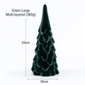 Dark green flocked ceramic Christmas tree desktop ornament, size 10x25cm, 365g weight - Large Green Multi-layer (365g)