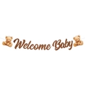 Pancarta Welcome Baby con purpurina marrón y ositos para decoración de fiesta infantil - Pancarta Welcome Baby (Y-00566-1)
