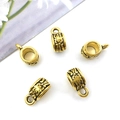 Five golden alloy bead connectors with intricate engravings for DIY jewelry making - 14340-Gold Fine Carved