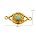 Σύνδεσμος ματιού 23x11mm από χρυσό ατσάλι 14K με ένθετη τιρκουάζ πέτρα - Αμαζονίτης