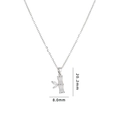 Silver bamboo pendant necklace with two clear zircon leaves, dimensions 20.2mm by 8.0mm - White Bamboo - Silver Chain (A075)