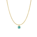 Collier chaîne dorée avec pendentif rond en pierre de naissance bleu clair serti à 4 griffes - Mars