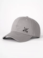 Close-up of the grey cotton twill baseball cap with black embroidered golf clubs logo - Adjustable / Gray