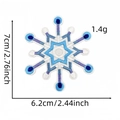 Detail view of blue and purple snowflake embroidery patch with exact size measurements - Snowflake Patch 49#