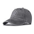 Vintage washed dark grey cotton baseball cap for men and women with MAMA embroidery - Adjustable / Black (Circle Label MAMA)