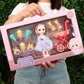 Fashion doll set with purple lace dress, mini stroller and toy sweets in gift box - 35cm Color Box Ice Cream Doll