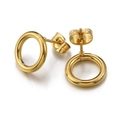 Minimalist golden round stud earrings with polished finish and butterfly backings - 12mm Circle / Gold