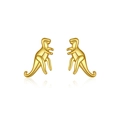 Minimalist S925 sterling silver dinosaur stud earrings in polished golden finish - Tyrannosaurus Style