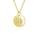 Minimalist 14K gold plated stainless steel Virgo zodiac cutout round pendant necklace - Virgo / Gold