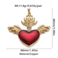 Golden heart earrings with red crystal wings and crown, copper fashion jewelry for women - Ysn015-01 / 18K Gold