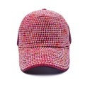 Gorra de béisbol con pedrería brillante y cristales degradados rojos con perlas de lujo - Ajustable / Rojo