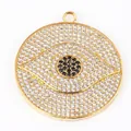 Golden Evil Eye disc pendant featuring sparkling pave set white and black crystals - Style A Gold Plated / 1 Piece
