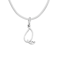 Silver stainless steel snake chain necklace with letter Q pendant and heart detail - Letter Q (Steel Color)