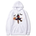 Sweat à capuche blanc Halloween avec imprimé sorcière et citrouille à plat - S / Blanc