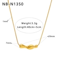 Schema tecnico per collana placcata oro 18K con pendente ondulato e specifiche misure - Pendente a Forma di Onda (NB-N1350)