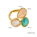 Drei-Steine-Ring mit rosa, weißen und blaugrünen Edelsteinen in 14K Goldlegierung - Mehrfarbig 6
