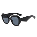 Women's black geometric square sunglasses with polarized grey lenses and diamond cut frame - Black Frame Grey Lens
