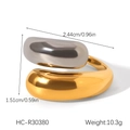 Detailopname van de afmetingen van de tweekleurige goud en zilver stalen ring - Goud Zilver Tweekleurige Stijl (HC-R30380)