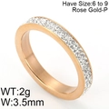 Rose gold minimalist stainless steel ring with double row of sparkling crystals - US 12 / Rose Gold Double Row Rhinestone Style(KR46551-K)